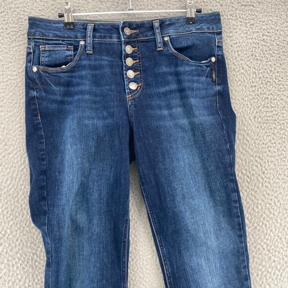 Silver Jeans Womens 30 Suki Slim Boot Blue Dark Wash Denim Button Fly Stretch - Picture 2 of 12
